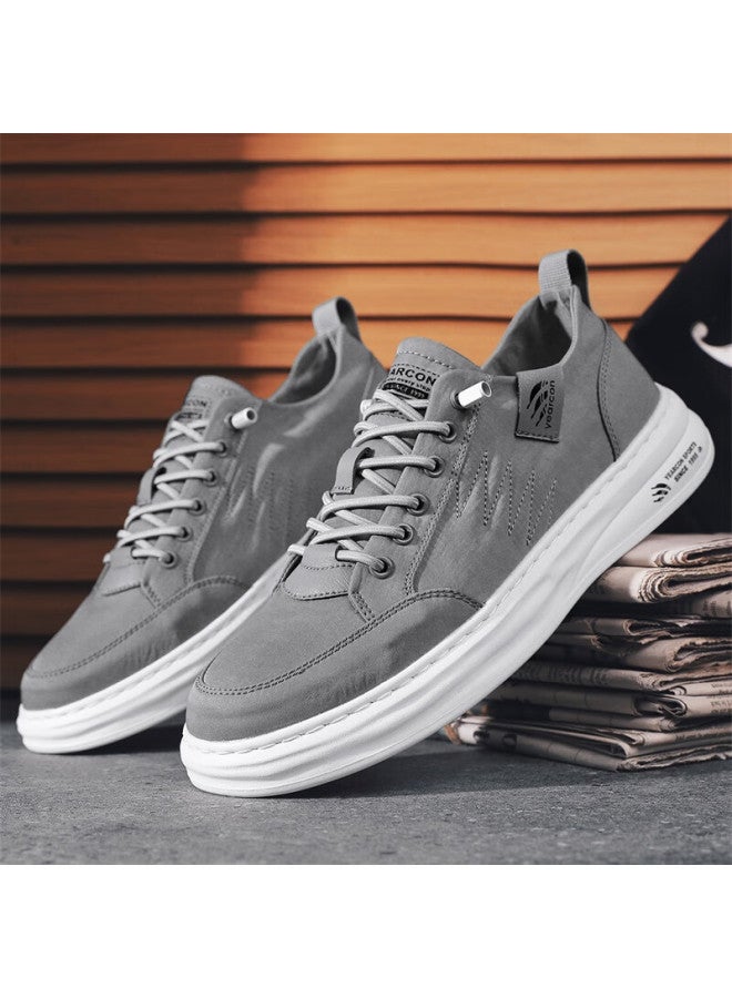 YEARCON Yierkang Men'S Shoes Cloth Shoes New Casual Board Shoes Slip-On Lightweight Retro All-Match Shoes Deep Gray 42 - Image 1