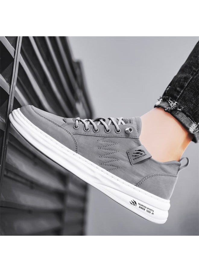 YEARCON Yierkang Men'S Shoes Cloth Shoes New Casual Board Shoes Slip-On Lightweight Retro All-Match Shoes Deep Gray 42 - Image 2