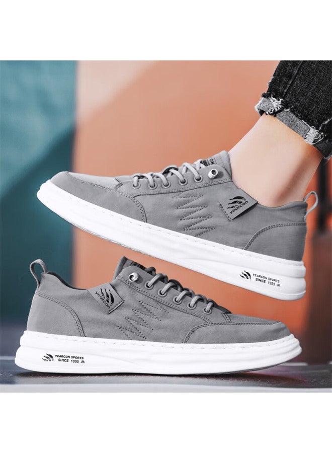 YEARCON Yierkang Men'S Shoes Cloth Shoes New Casual Board Shoes Slip-On Lightweight Retro All-Match Shoes Deep Gray 42 - Image 5