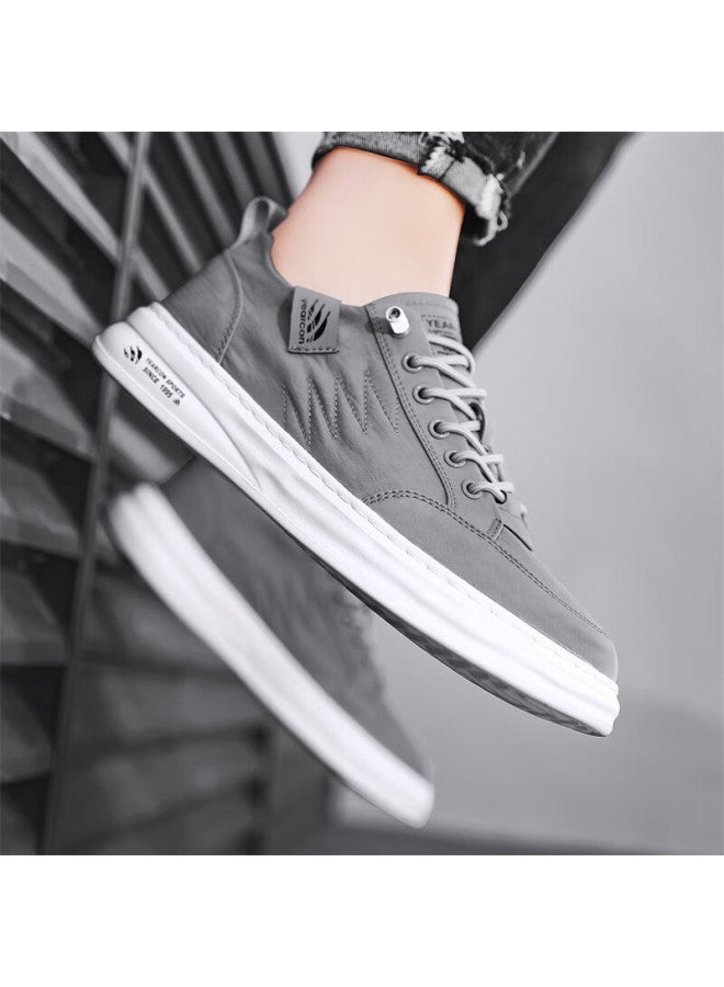 YEARCON Yierkang Men'S Shoes Cloth Shoes New Casual Board Shoes Slip-On Lightweight Retro All-Match Shoes Deep Gray 42 - Image 3