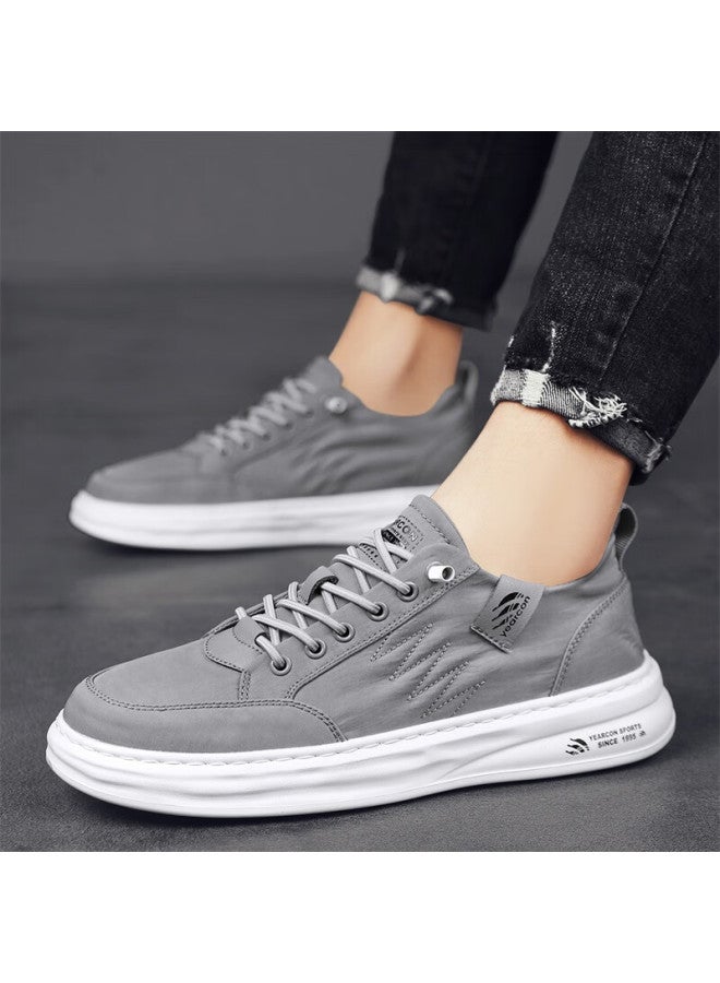 YEARCON Yierkang Men'S Shoes Cloth Shoes New Casual Board Shoes Slip-On Lightweight Retro All-Match Shoes Deep Gray 42 - Image 4