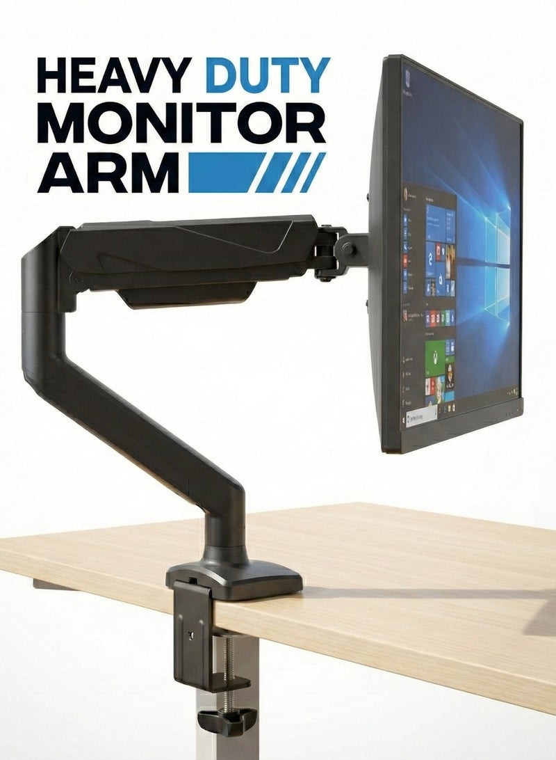 أيه بي جي ذراع شاشة قابل للتعديل بنابض غازي لشاشات من ١٥ إلى ٣٢ بوصة، يدعم وزنًا يتراوح بين ٤٫٤ و٢٢ رطلاً | حامل مكتبي كامل الحركة مع إمالة +٩٠ درجة/–٩٠ درجة ودوران ٣٦٠ درجة | مشبك وحلقة تثبيت متينة | VESA ٧٥/١٠٠ مم | للمنزل والمكتب - Image 1