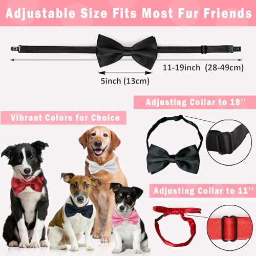 Koolmox KOOMOX Red Bow for Dog, Adjustable Dog Bow Tie Collar for Medium and Large Dogs Cats Pets Wedding Birthday Graduation Christmas Holiday Homecoming Costumes, 1 Piece Red - Image 2