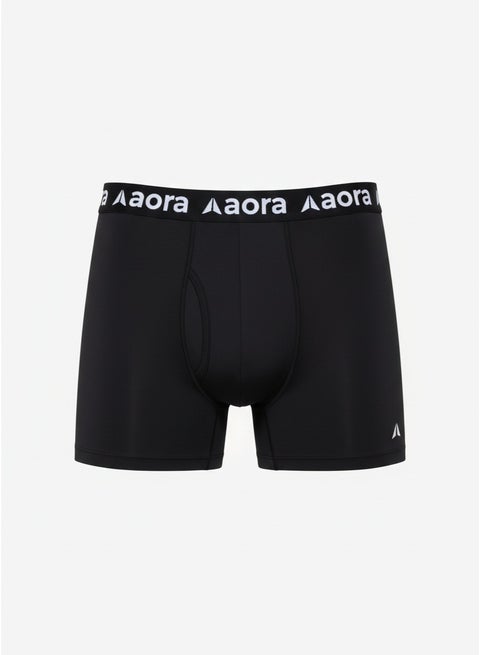 Aora Performance Boxer for Men – Moisture-Wicking Athletic Boxer Briefs – Breathable Stretch Fit Underwear for Daily Comfort & Training – Soft Sweat-Resistant Men’s Underwear (Black)