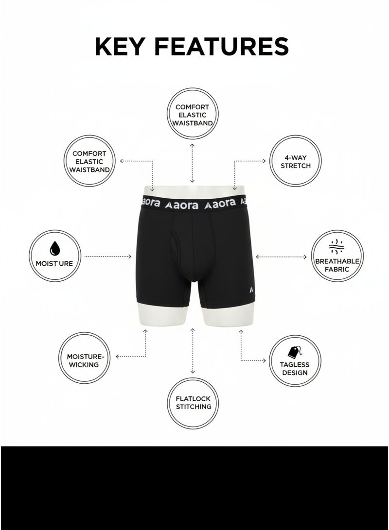 Aora Performance Boxer for Men – Moisture-Wicking Athletic Boxer Briefs – Breathable Stretch Fit Underwear for Daily Comfort & Training – Soft Sweat-Resistant Men’s Underwear (Black) - Image 5