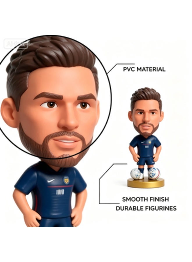 طقم هدايا مجسمات لاعبي منتخب فرنسا الكرتونية بنمط Q-Version - 5 شخصيات بقمصان زرقاء داكنة مع كرة وكؤوس - Image 5
