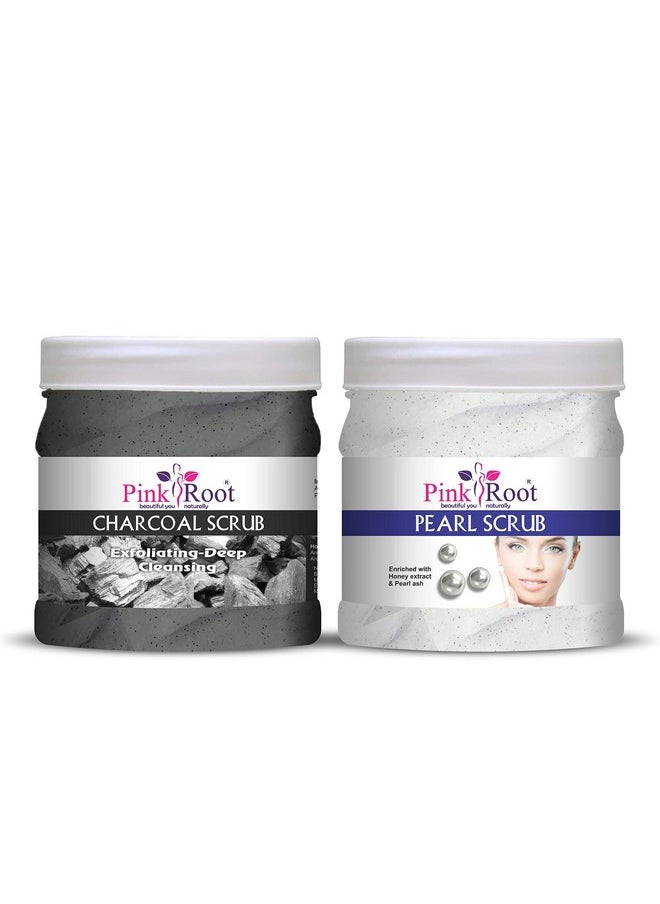 Pink Root - Pink Root Charcoal Scrub 500gm with Pearl Scrub 500gm - Image 1