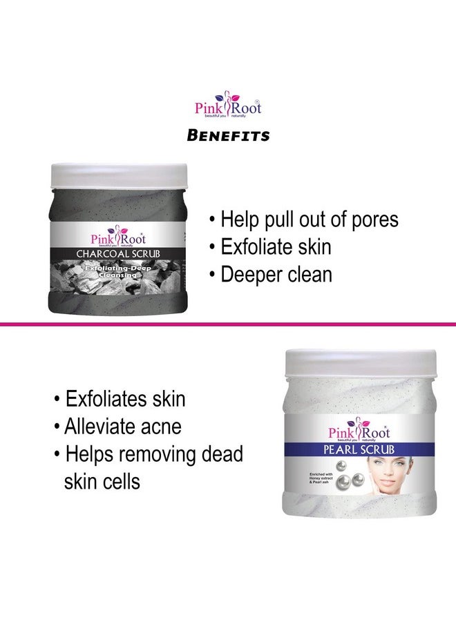 Pink Root - Pink Root Charcoal Scrub 500gm with Pearl Scrub 500gm - Image 1