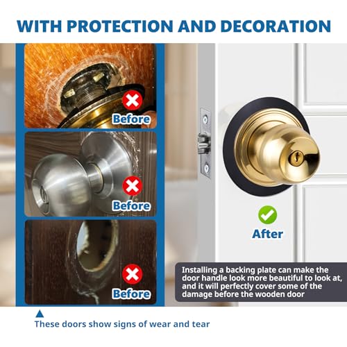 Vizava 2 Pcs Upgraded Door Knob Plates with Double-Sided Tape –Thick Stainless Steel Scar Plates for Deadbolts & Knobs, Durable Lock Hole Covers for Fixing Loose Knobs and Damaged Areas(Matte Black) - Image 5