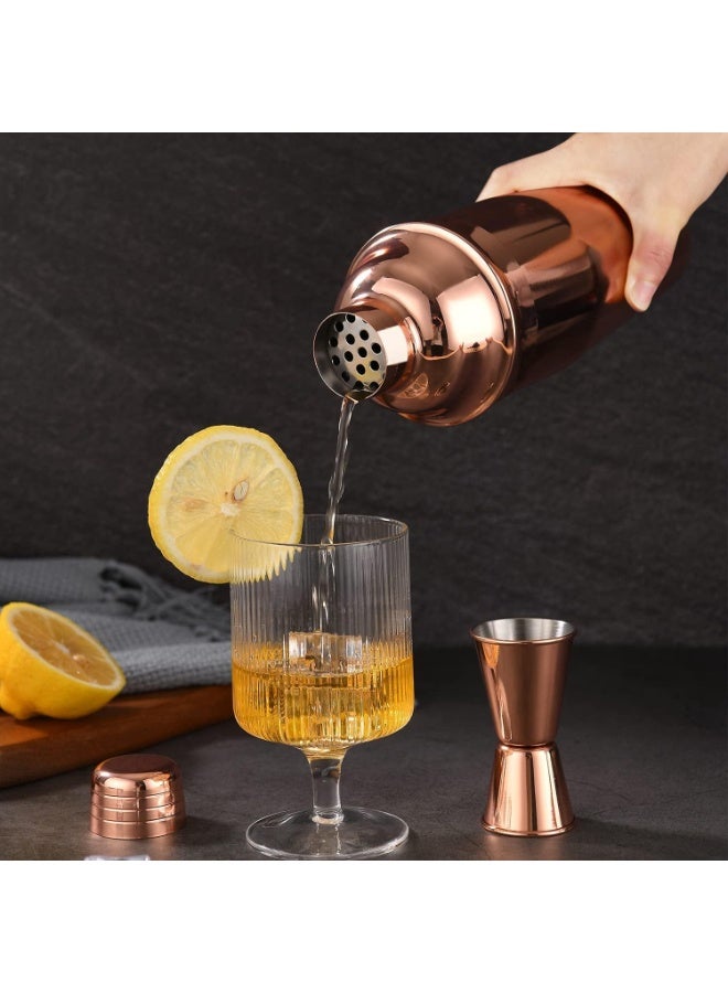 Professional stainless steel cocktail shaker with a 750ml capacity – 3-piece design with built-in strainer – luxurious rose gold finish for drinks and parties - Image 3