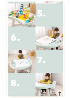EMZJ Kids Playing  Mushroom Block Table and Chair with Lego Blocks And Small Toys set Green  - Image 5