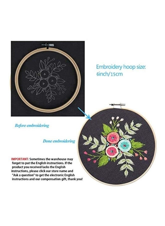 yongsheng Embroidery Starter Kit Black/Blue/Green-Embroidery kit for Beginners Adults,Embroidery Kit Punch Needle Kit Cross Stitch Kits with Embroidery Hoop and Instructions,Hand Embroidery Kit (Roses Embroidery Starter Kit)  - Image 2