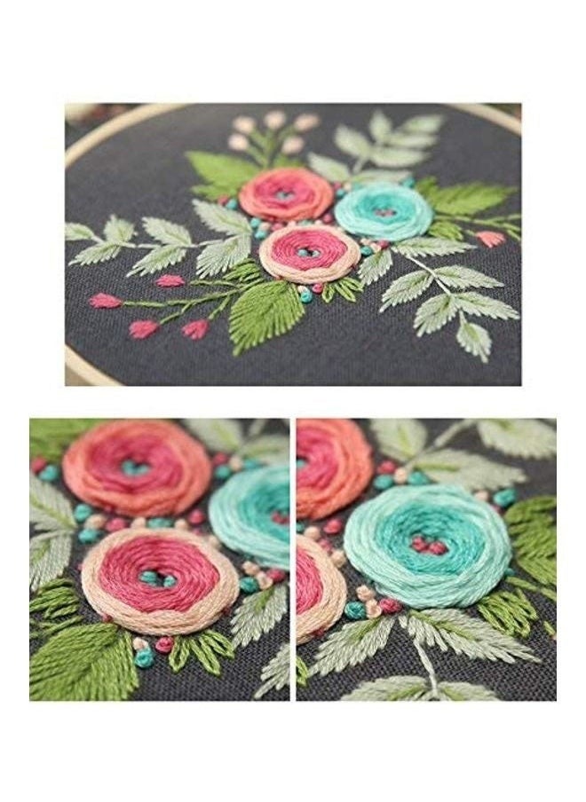 yongsheng Embroidery Starter Kit Black/Blue/Green-Embroidery kit for Beginners Adults,Embroidery Kit Punch Needle Kit Cross Stitch Kits with Embroidery Hoop and Instructions,Hand Embroidery Kit (Roses Embroidery Starter Kit)  - Image 3