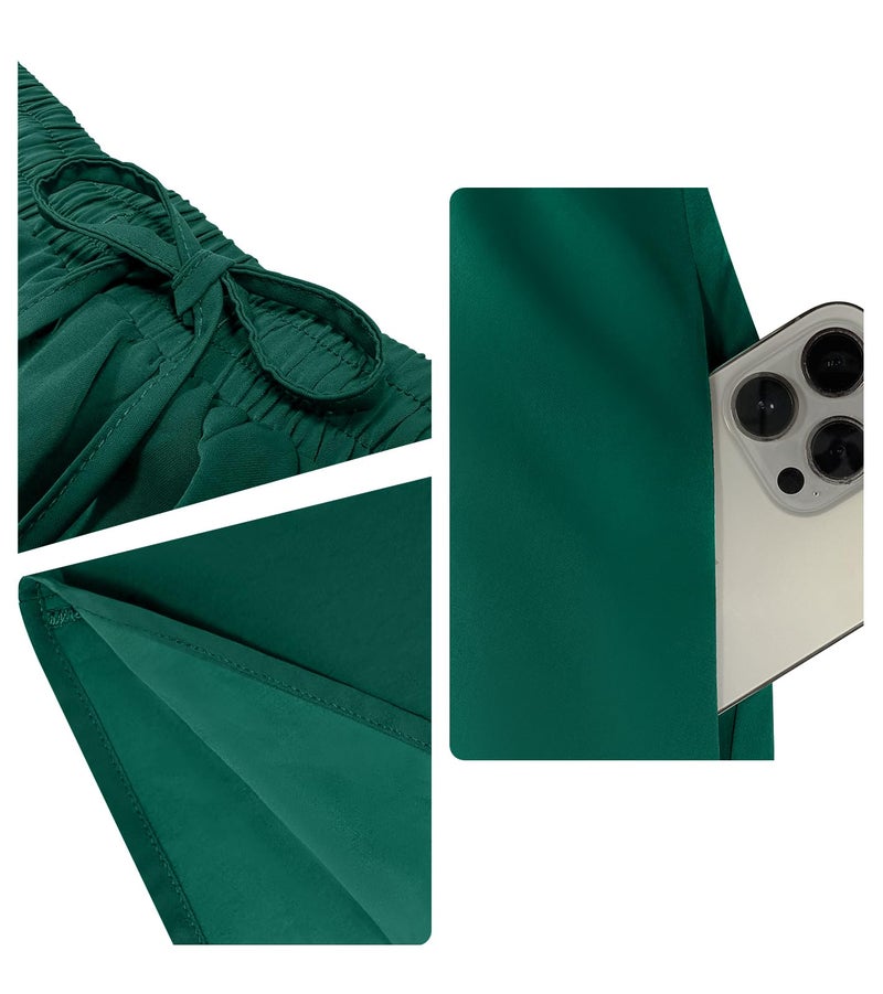 Yincro Women Flowy Maxi Skirt Summer Pleated High Waisted Casual Long Skirts with Pockets (Green, L) - Image 4