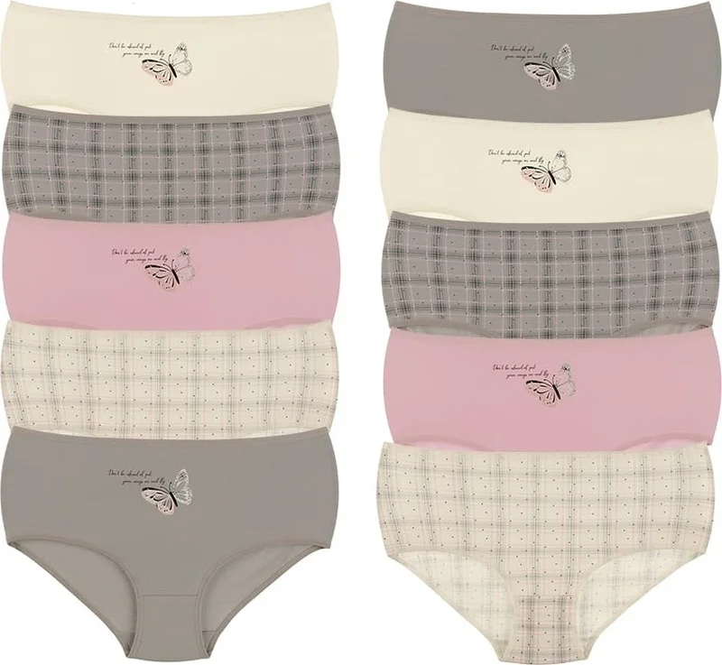 Donella 10-Piece Colorful Printed Women's Plus Size Panties - 25711123GY