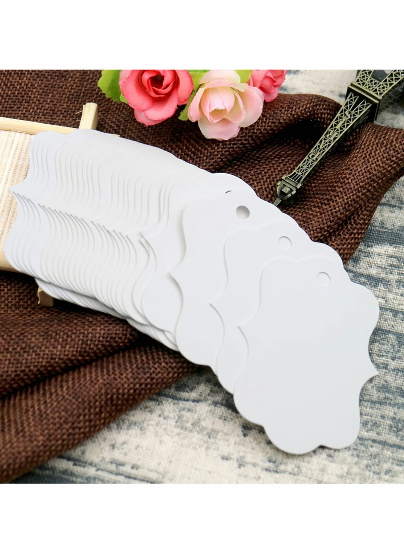 White Paper Blank Gift Tags, Double-Sided Blank Favor Tags with Twine, Personalized Price Waved Craft Hang Tags for Gift Wrapping, Wedding, Birthday Party (200 Pcs) - Image 3