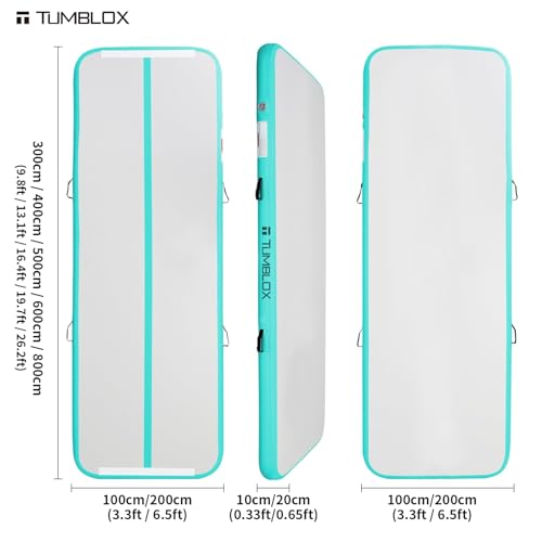 TUMBLOX Air Gymnastics Mat Inflatable & Tumbling Mat – 4/8 Inches Thick with Electric Pump + Free Foot Pump – Ideal for Home, Gym, Water, and Beach Use (light green, 10ft*3.3ft*4in(3 * 1 * 0.1m)) - Image 5