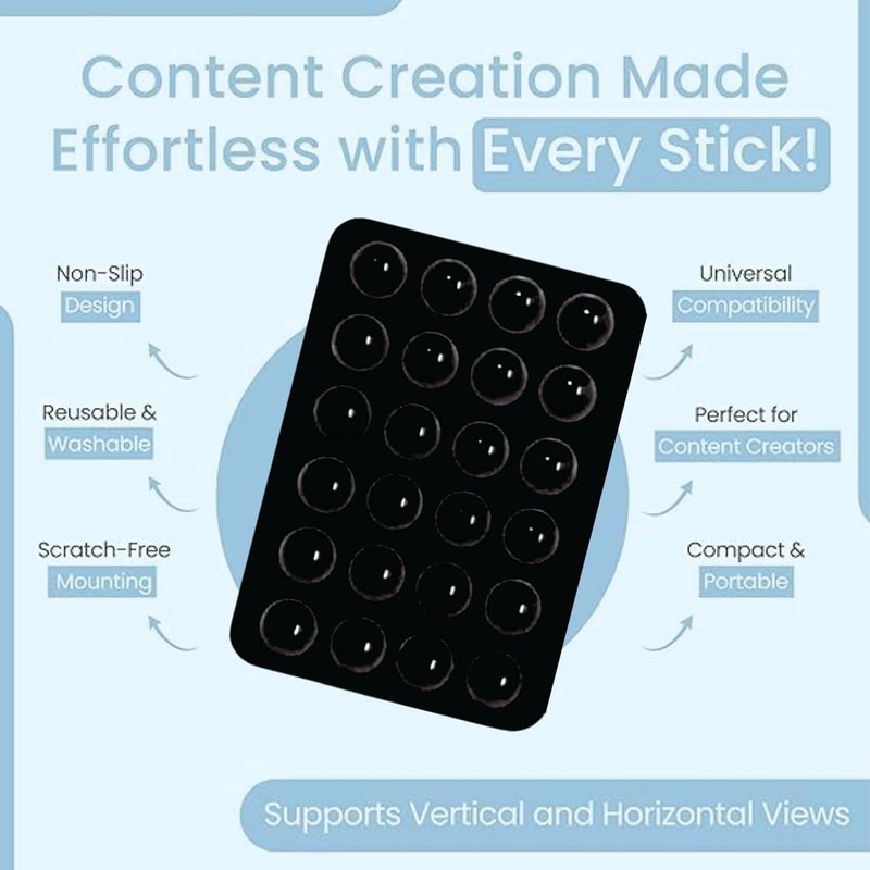 9UP ® 6Pcs Silicone Adhesive Phone Suction Mat | Non-Slip Reusable Phone Suction Sticky Mount for Smartphone & Accessories (Multicolor) - Image 2