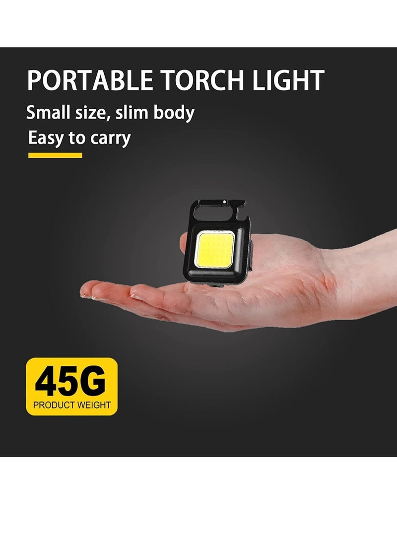 ELTRAZONE - Rechargeable Flashlights, 4 Modes Mini Flashlight Keychain with Folding Bracket Bottle Opener and Magnetic Base for Emergency and Outdoor Use - Image 1