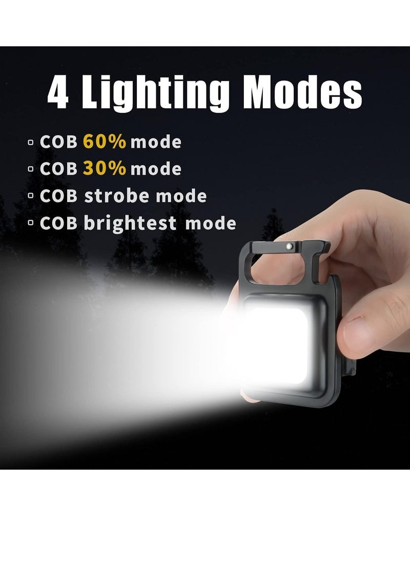 ELTRAZONE - Rechargeable Flashlights, 4 Modes Mini Flashlight Keychain with Folding Bracket Bottle Opener and Magnetic Base for Emergency and Outdoor Use - Image 1