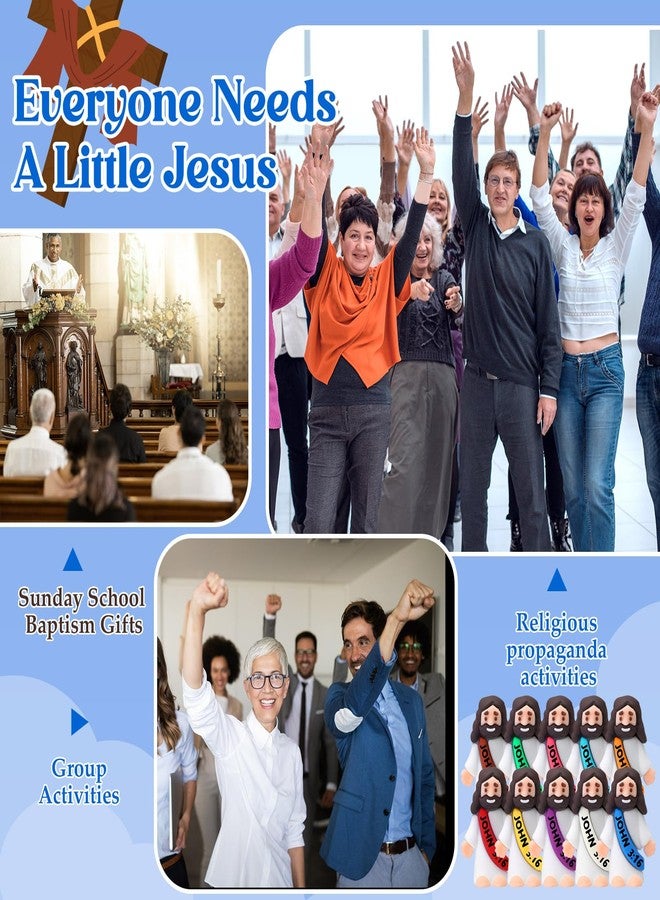 Bememo 50 Pcs Little Jesus Figures Original Design Rubber Mini Jesus Toys for Hide and Seek Religious Party Favors Easter Egg Stuffers Sunday School Craft Baptism Gifts(John 3:16) - Image 5