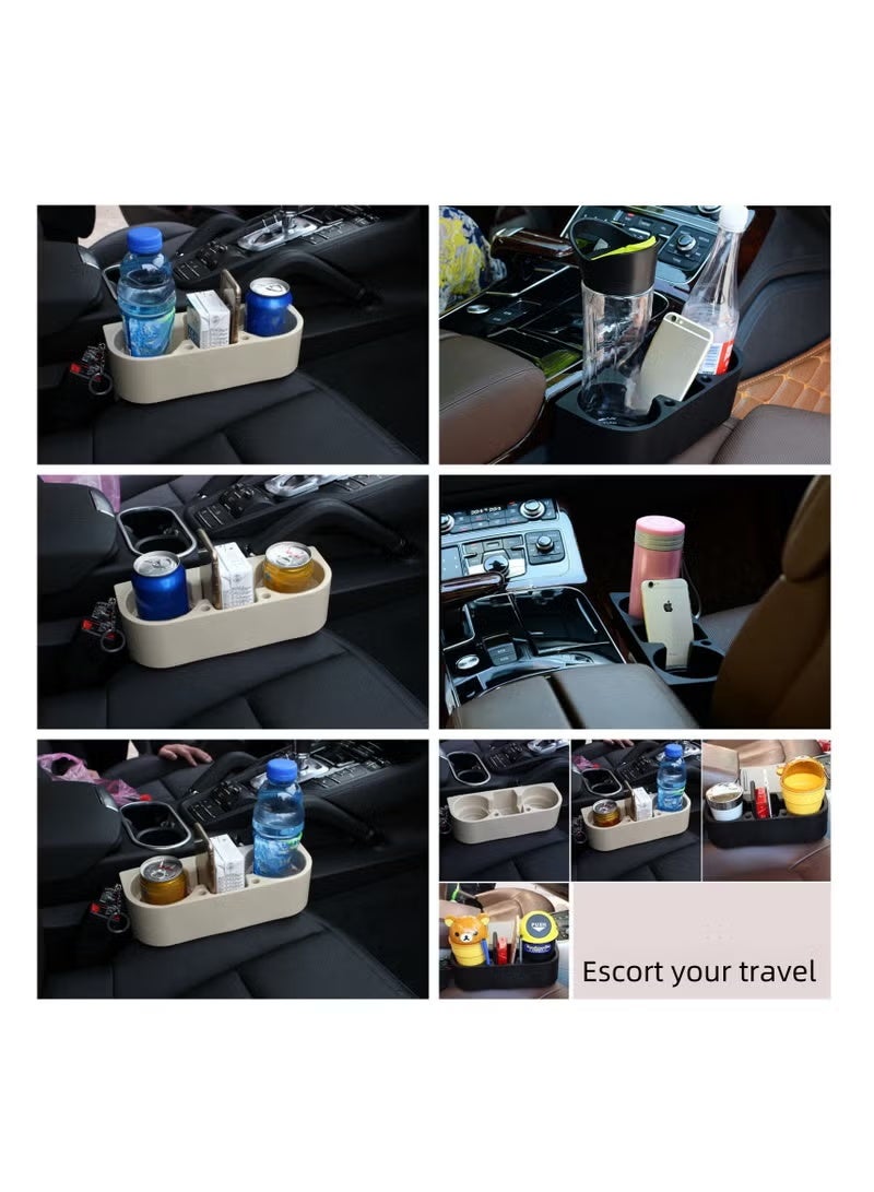 Classic Car Cup Holder Car Water Cup Storage Rack, Seat Crevice Storage Box, Central Console Organizer, Easy Installation, Durable Construction, Space-Saving, Stores 2 Water Cups & Sundries (black) - Image 2