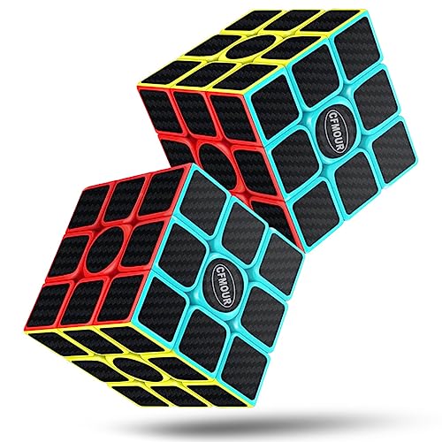 CFMOUR Original Speed Cube 3x3x3 Magic Carbon Fiber Sticker Smooth Cube Enhanced Version Black Pack of 2 - Image 1