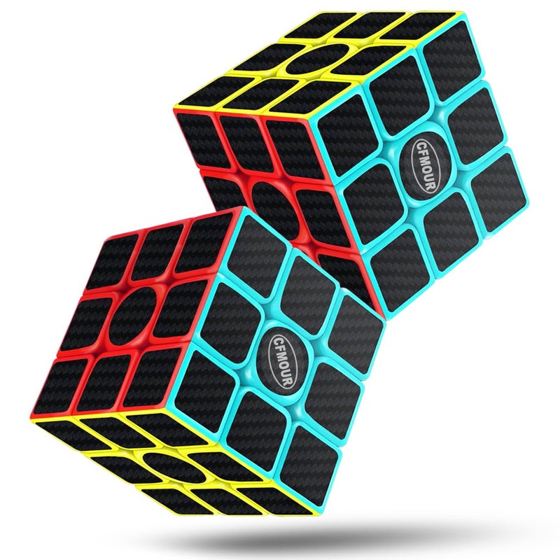 CFMOUR Original Speed Cube 3x3x3 Magic Carbon Fiber Sticker Smooth Cube Enhanced Version Black Pack of 2 - Image 2
