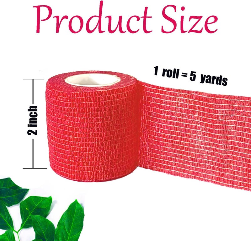 Kuanfine 3 Pack 2 Inches Self Adhesive Bandage Wrap Vet Wrap for Pets Stretch Self Adherent Tape Cohesive Wrap for Athletic Sports Wrist and AnkleMulti Colors - Image 2