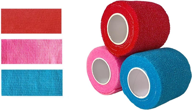 Kuanfine 3 Pack 2 Inches Self Adhesive Bandage Wrap Vet Wrap for Pets Stretch Self Adherent Tape Cohesive Wrap for Athletic Sports Wrist and AnkleMulti Colors - Image 1