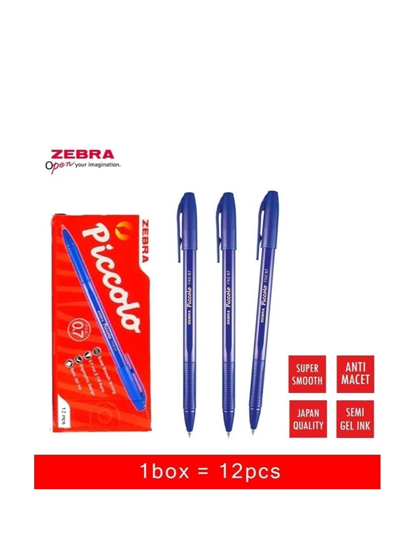 Zebra Piccolo Ball Pen,0.7mm, Pack of 12, Blue - Image 2