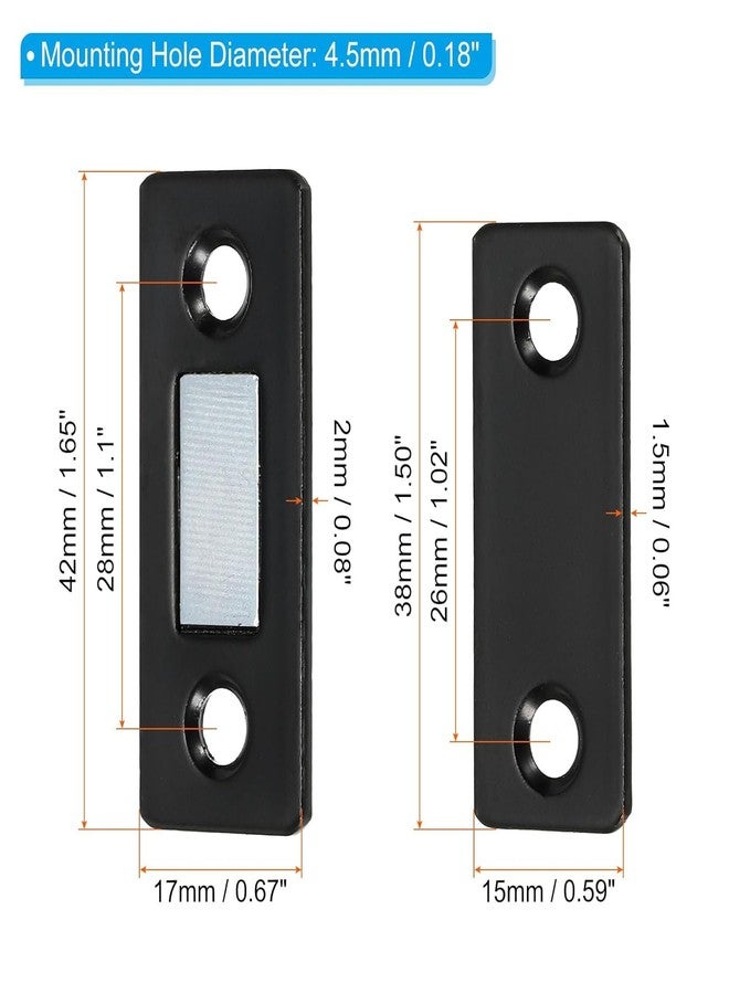 Boniry Magnetic Door Catch,Ultra Thin Cabinet Magnetic Catch with Strong Adhesive Sticker & Screws, Slim Drawer Magnets Locks Furniture Safety Latches (Black, 4) - Image 2