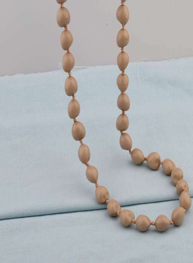 BNQL Chunky Hawaiian Kukui Nut Lei Necklace with Ribbon Bow Closure Graduation Gift (beige) - Image 5