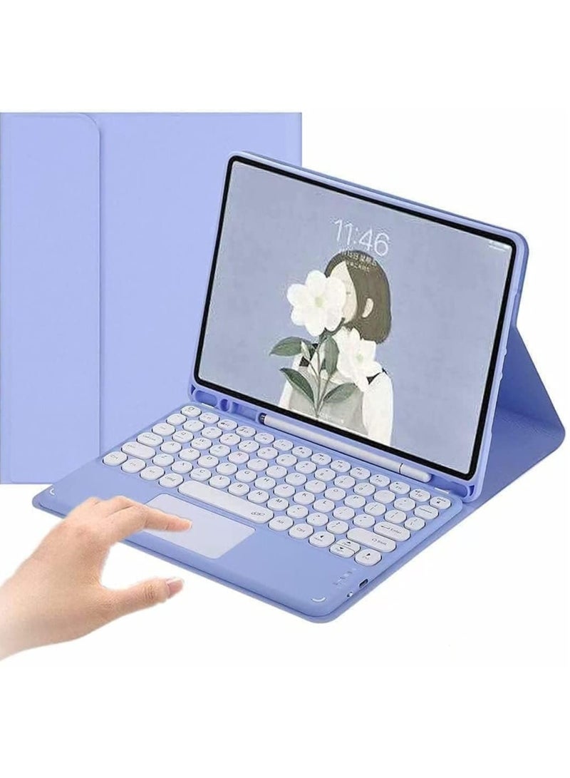 Arabic and English Keyboard Case Compatible with Samsung Galaxy Tab S10 Plus/Tab S10+ 12.4 inch (2024) -Touchpad Detachable Keyboard -Slim Leather Folio Smart Cover