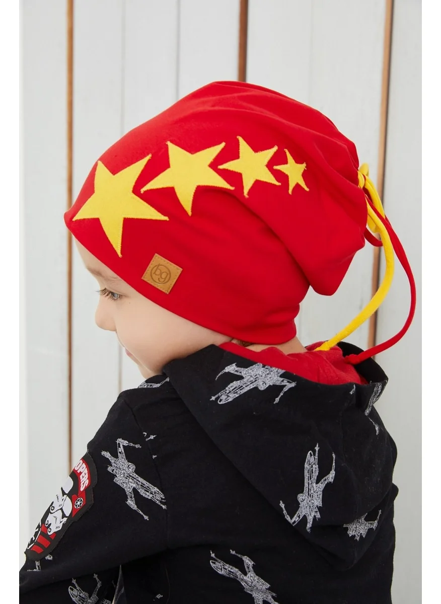 Babygiz Yellow Red Fanatic Hat Beanie Soft Double Layer Sports Cotton Combed Cotton