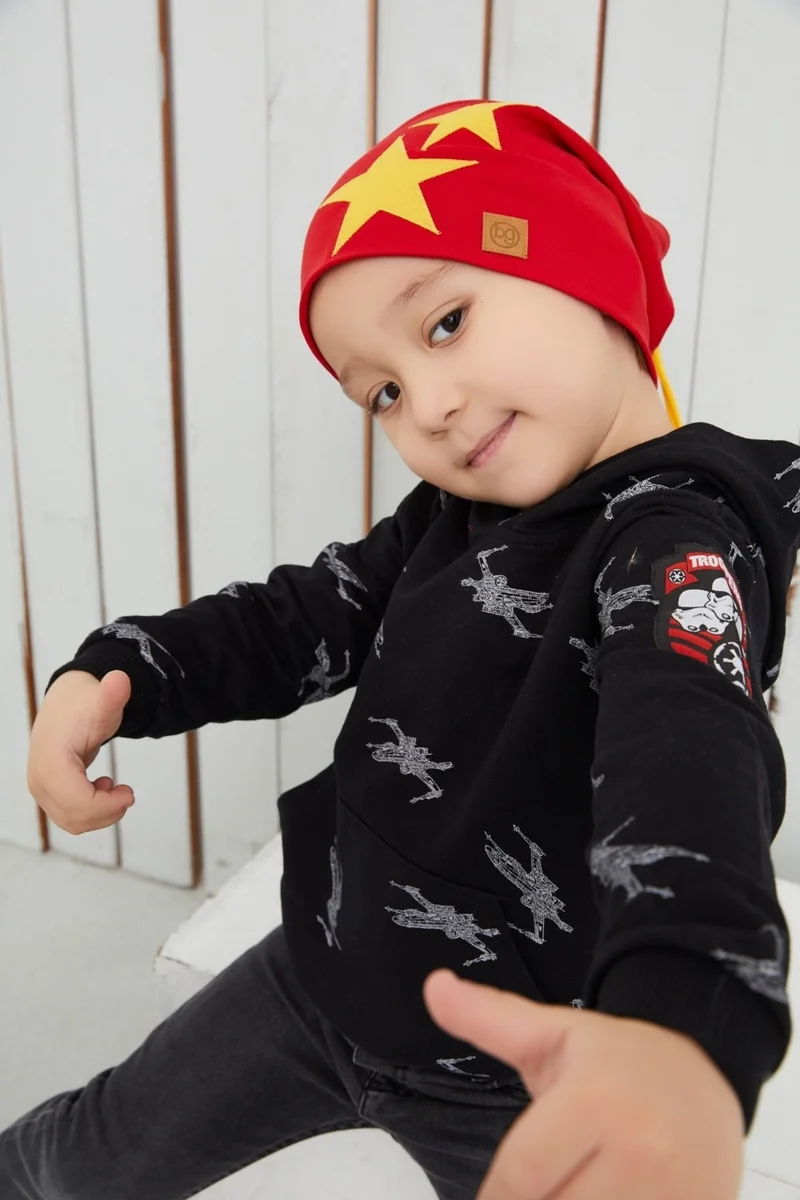 بيبيجيز Yellow Red Fanatic Hat Beanie Soft Double Layer Sports Cotton Combed Cotton
