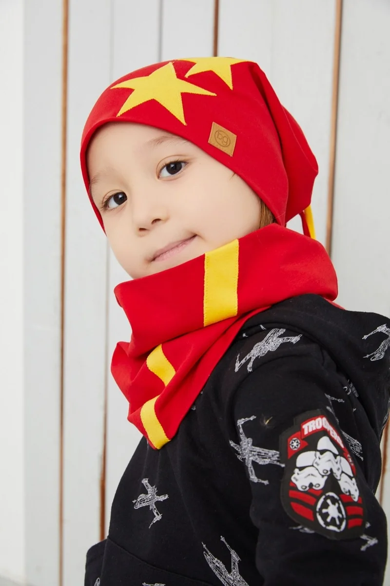 بيبيجيز Yellow Red Fanatic Hat Beanie Soft Double Layer Sports Cotton Combed Cotton