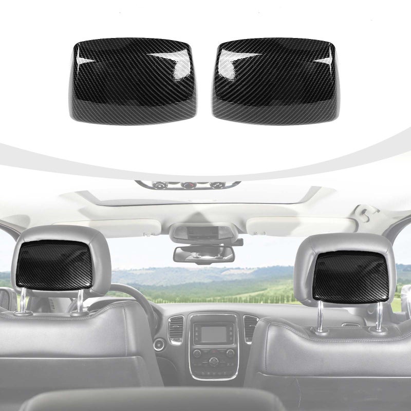 RAZPOY Front Seat Headrest Rear Panel Cover Trim Compatible with 20112020 Dodge Durango Jeep Grand Cherokee Carbon Fiber