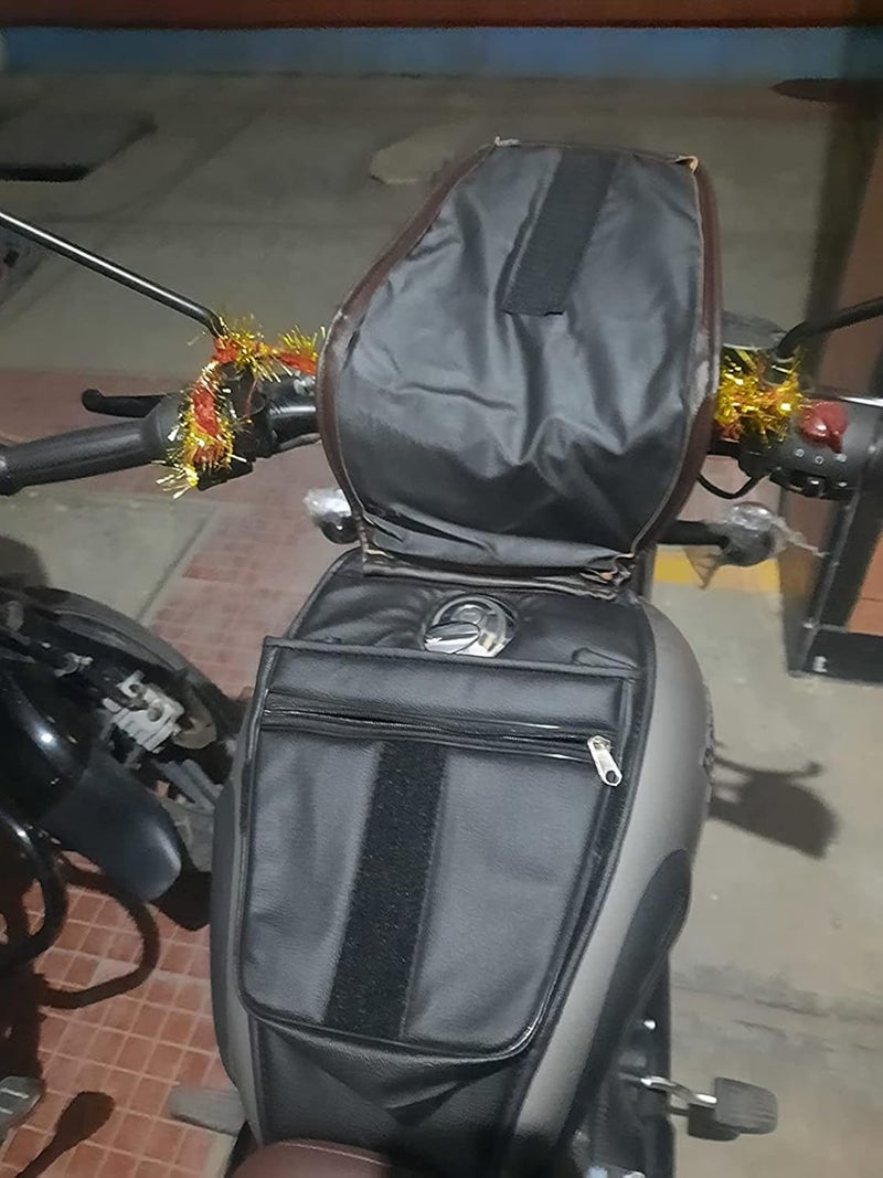 UNIWARE® Leatherette Scratch Proof Tank Cover/Tank Bag Compatible for RE Classic 350/500, RE Bullet,Electra and Standard Model Bikes - Mobile Pocket Tank Cover (Brown) - Image 5