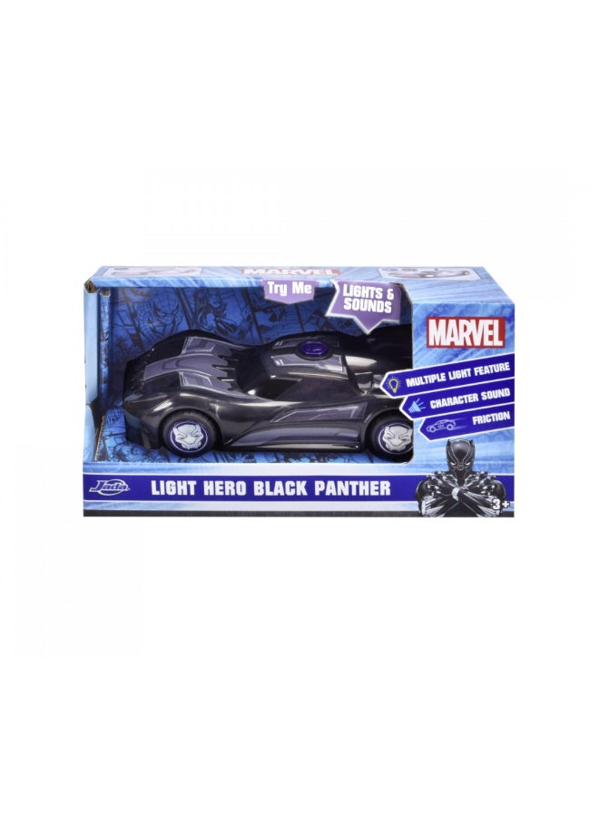 Jada Marvel Black Panther Light Hero Black Panther Die-cast Car (1:32, Black/Purple) - Image 1