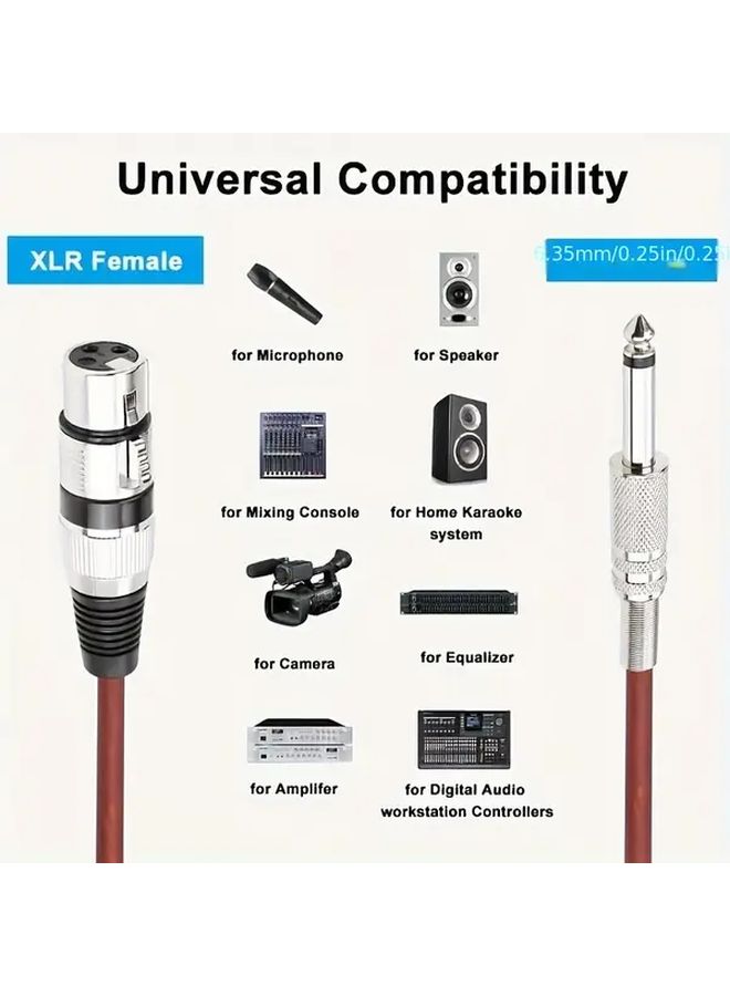 كابل ميكروفون عالي الجودة مقاس 6.5 مم إلى ذكر XLR بطول 78-74 بوصة لإدخال الصوت في وحدة التحكم - Image 4