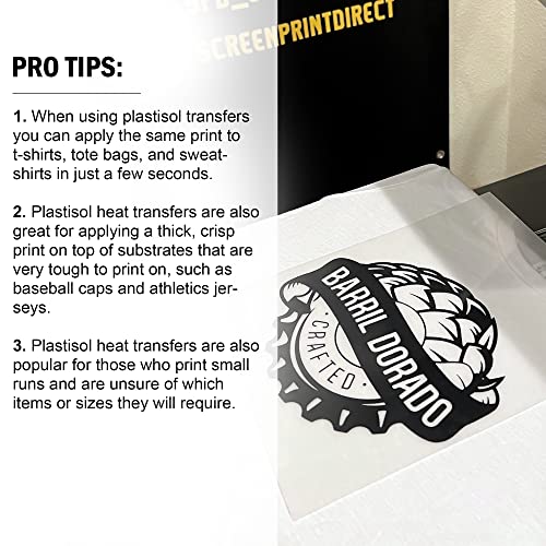 Screen Print Direct Ecotex® Plastisol Transfer Film Hot/Cold Peel (100 Sheets - 15 x 15 inch) - Heat Press Plastisol Transfer Film on T Shirts and Garments - Iron On Transfer Paper and Dark Fabric - Image 5