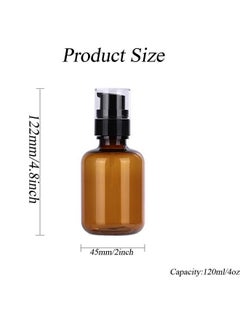 Elandy 2Pcs 120Ml/4oz Empty Amber Plastic Lotion Pump Bottles with Black Pump Travel Bottles for Toiletries Refillable Makeup Cosmetic Soap Dispenser Container for Cream Shampoo Essential Oil  - Image 4