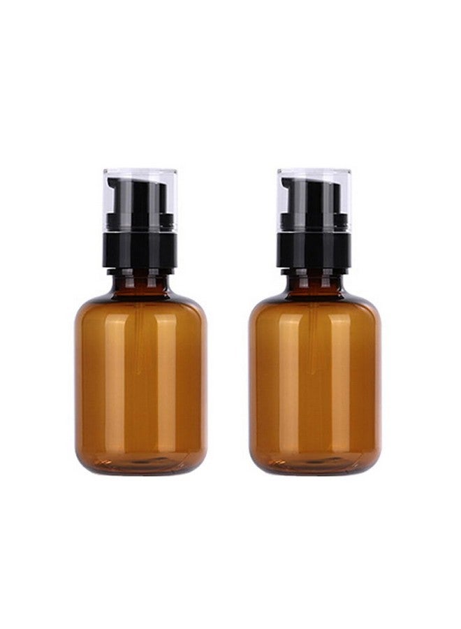 Elandy 2Pcs 120Ml/4oz Empty Amber Plastic Lotion Pump Bottles with Black Pump Travel Bottles for Toiletries Refillable Makeup Cosmetic Soap Dispenser Container for Cream Shampoo Essential Oil - Image 1