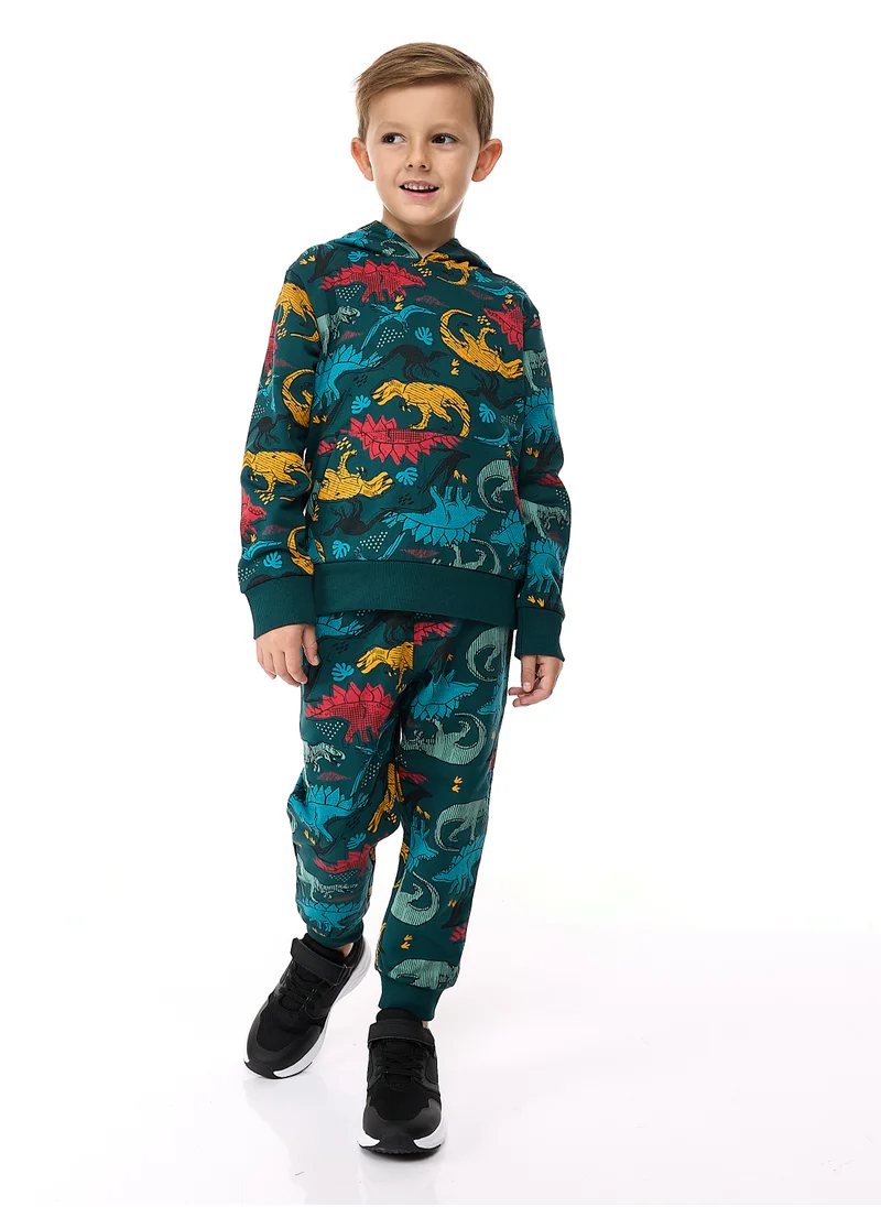 victor and jane Boys' 2-Piece Printed Dinosaur Hoodie and Jogger Set