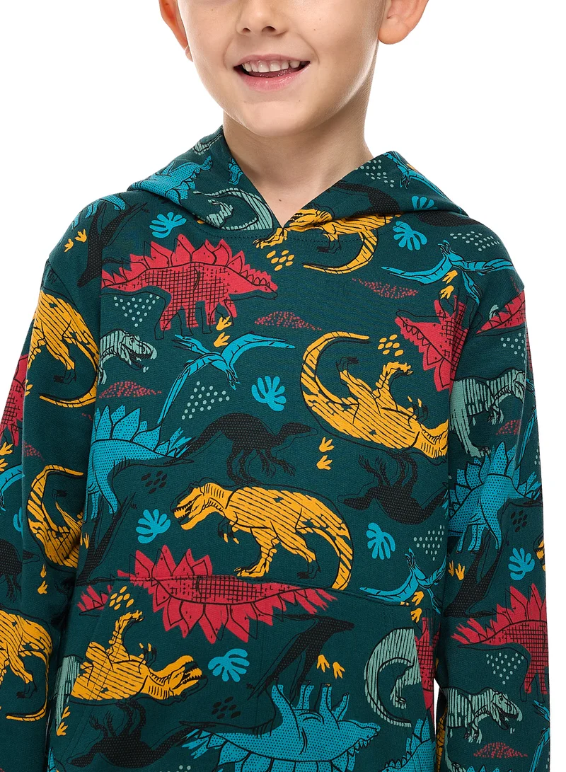 victor and jane Boys' 2-Piece Printed Dinosaur Hoodie and Jogger Set