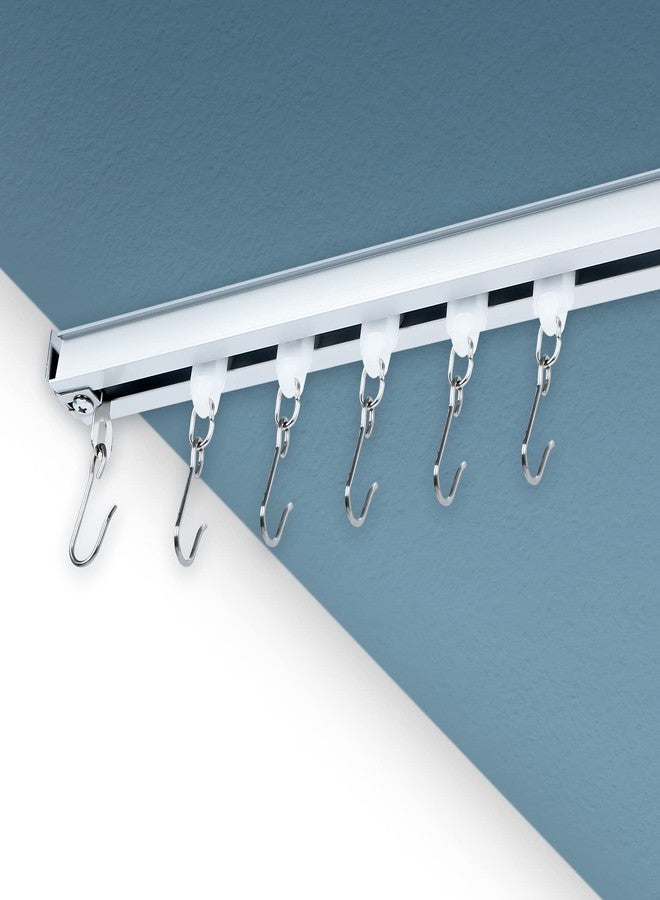 MERJULAN Aluminium alloy Ceiling Track for Curtains, Room Divider, Ceiling Curtain Track, Room Divider Curtain Rod, Numerous Hooks with End Hook, Easy Install, for Spaces (6ft - 9ft, Silver) - Image 2