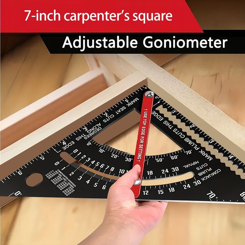 Black Rust Proof Triangle Ruler Multi Angle Precision Protractor Woodworking Tool - Image 3