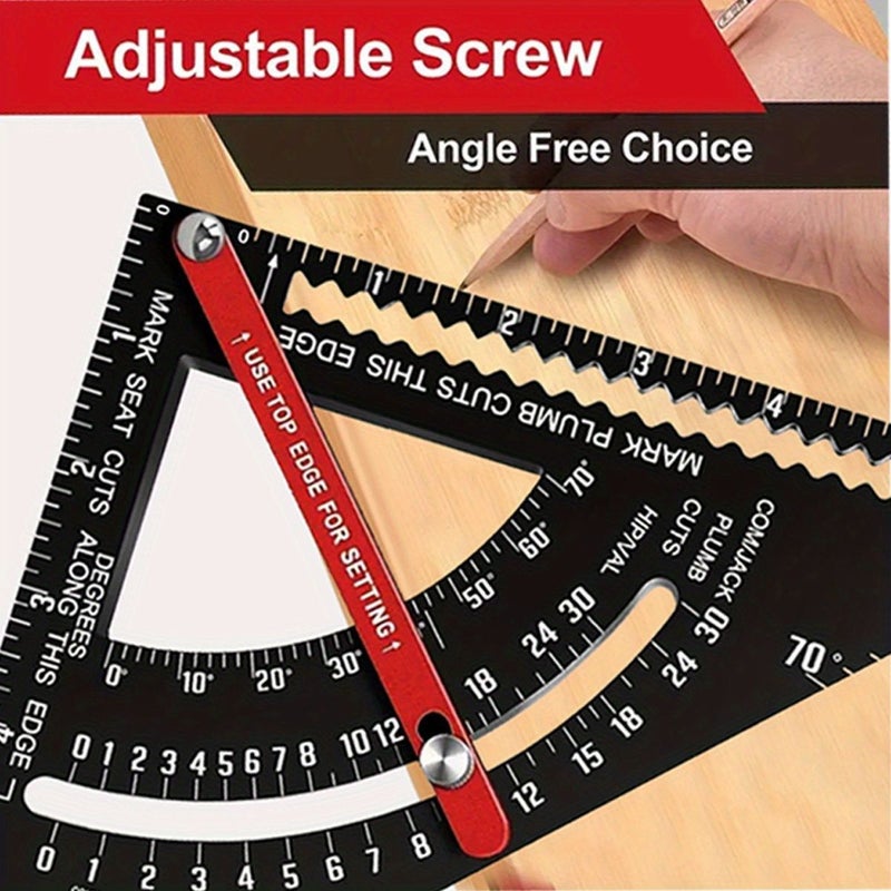 Black Rust Proof Triangle Ruler Multi Angle Precision Protractor Woodworking Tool - Image 4