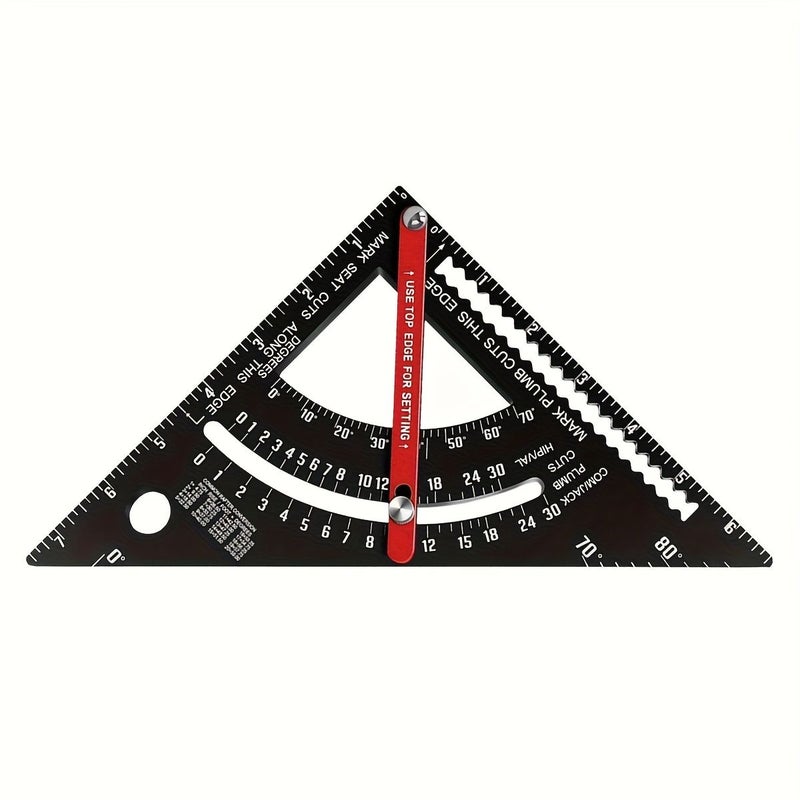 Black Rust Proof Triangle Ruler Multi Angle Precision Protractor Woodworking Tool - Image 2